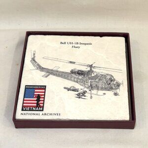 Screencraft Hand Crafted Marble Coaster Bell UH-1B Iroquois Huey Original Box